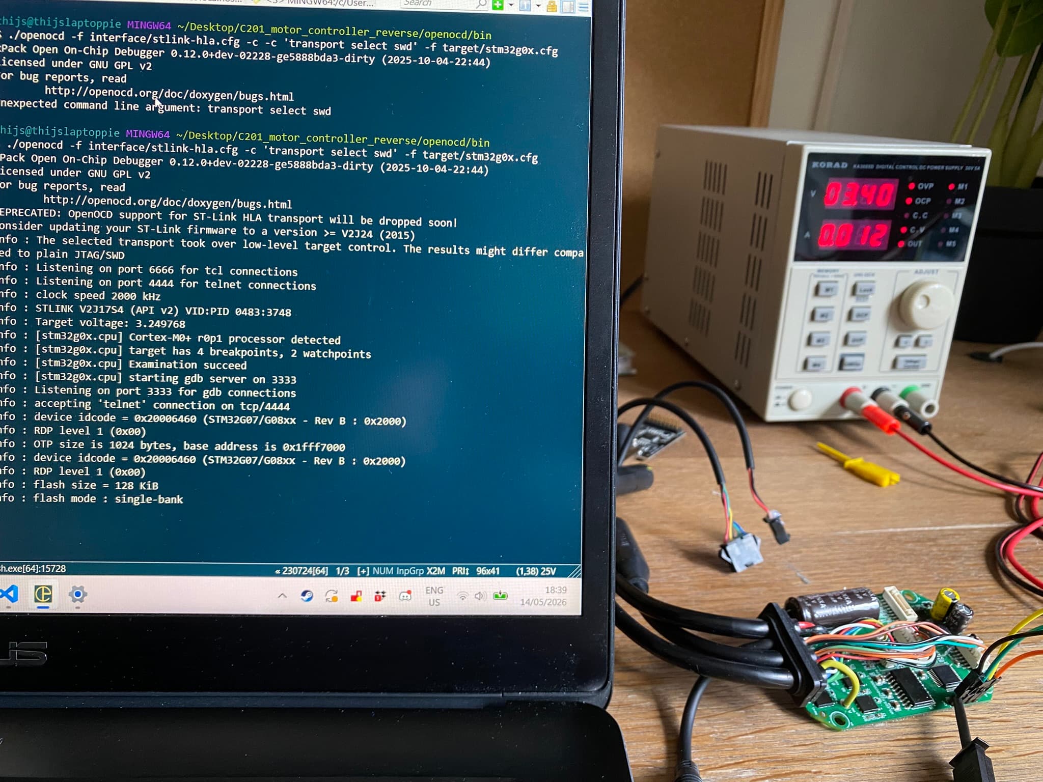 Reversing a NC201 ebike controller board with a Shikra and ST-Link v2.